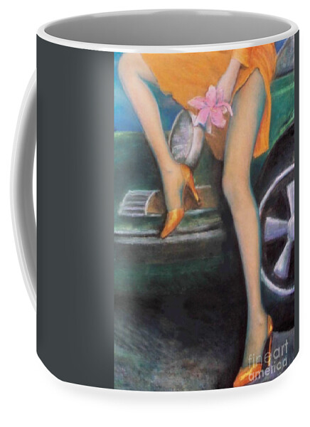 Sensual Coffee Mug featuring the pastel Green Porsche by Mary Ann Leitch