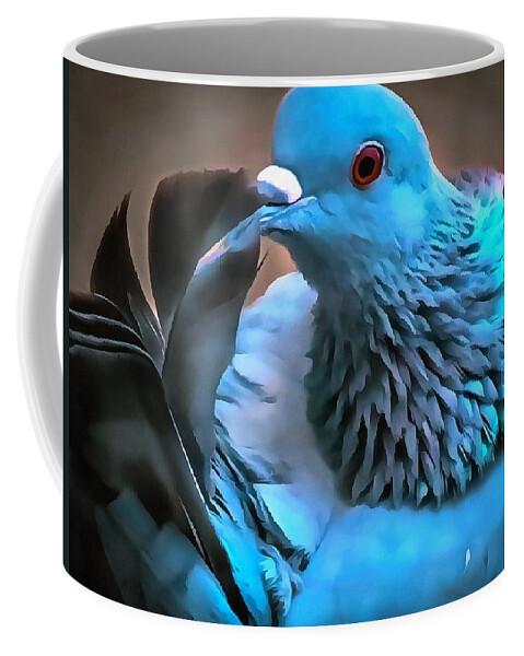 Tail Coffee Mug featuring the painting Grooming for Her by Sarah Sever