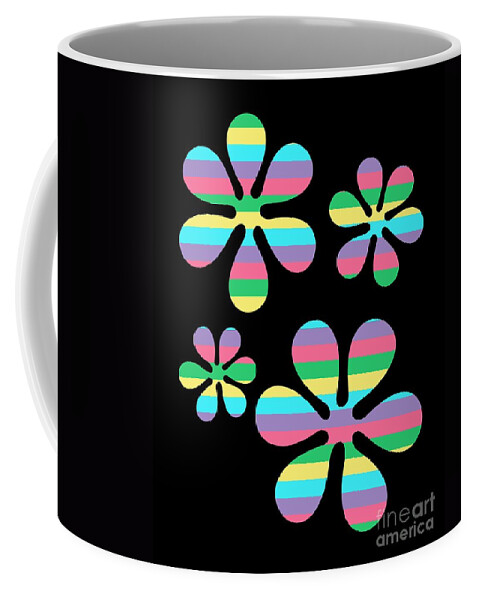 70s Coffee Mug featuring the digital art Groovy Flowers 4 by Donna Mibus