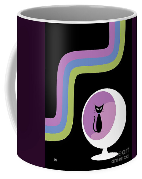 Black Cat Coffee Mug featuring the digital art Groovy Stripes 2 by Donna Mibus