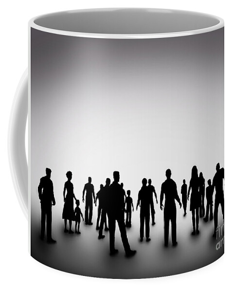 People Coffee Mug featuring the photograph Group of various people silhouettes by Michal Bednarek