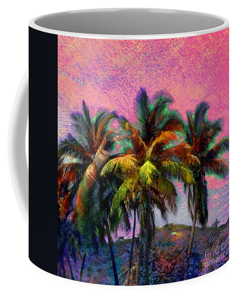 Sharkcrossing Coffee Mug featuring the painting S Grove of Coconut Trees - Square by Lyn Voytershark