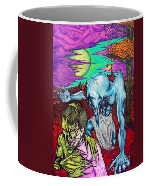 Tmad Coffee Mug featuring the drawing Growing Evils by Michael TMAD Finney