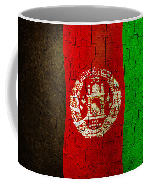 Aged Coffee Mug featuring the digital art Grunge Afghanistan flag by Steve Ball