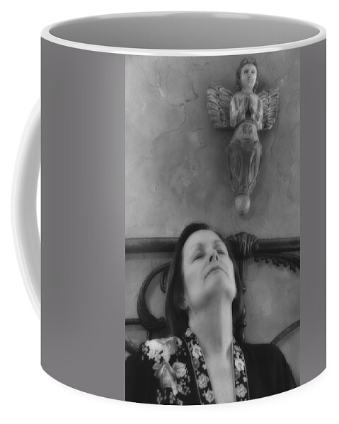 Portrait Coffee Mug featuring the photograph Guardian Angel BW by Ron White
