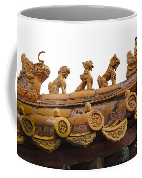 Asia Coffee Mug featuring the photograph Guardians Roof Ornaments, Beijing by John Shaw