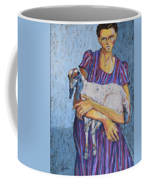 Ethnic Coffee Mug featuring the painting Guarding Innocence by Jyotika Shroff