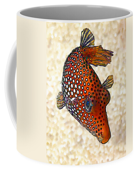 Nature Coffee Mug featuring the digital art Guinea Fowl Puffer Fish by ABeautifulSky Photography by Bill Caldwell