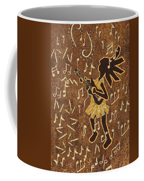 Kokopelli Coffee Mug featuring the painting Guitar Player by Katherine Young-Beck