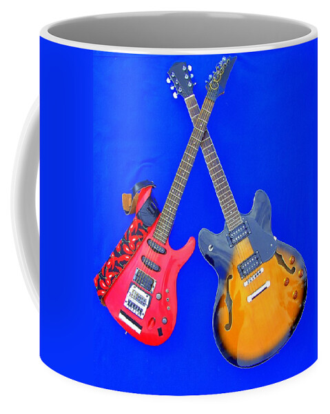 Electric Coffee Mug featuring the photograph Double Heaven - Guitars at Rest by Steve Kearns