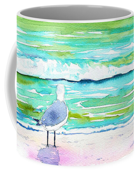 Seagull Coffee Mug featuring the painting Gull by Anne Marie Brown