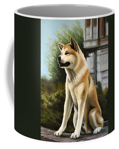 Hachi Coffee Mug featuring the painting Hachi Painting by Paul Meijering
