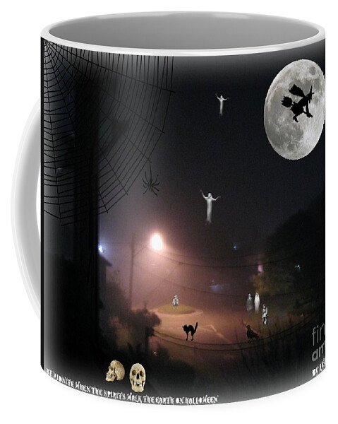 Halloween Coffee Mug featuring the mixed media Halloween Spooks by Leanne Seymour