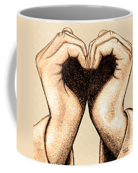 Heart Coffee Mug featuring the digital art Hand Heart by Jaison Cianelli