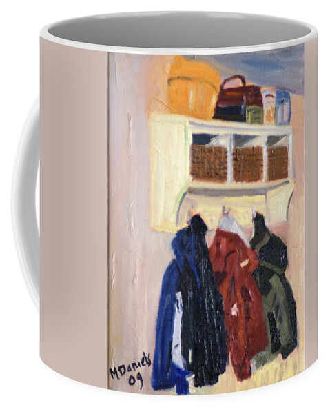 Still Life Winter Coat Feeling Coffee Mug featuring the painting Hanging Out by Michael Daniels