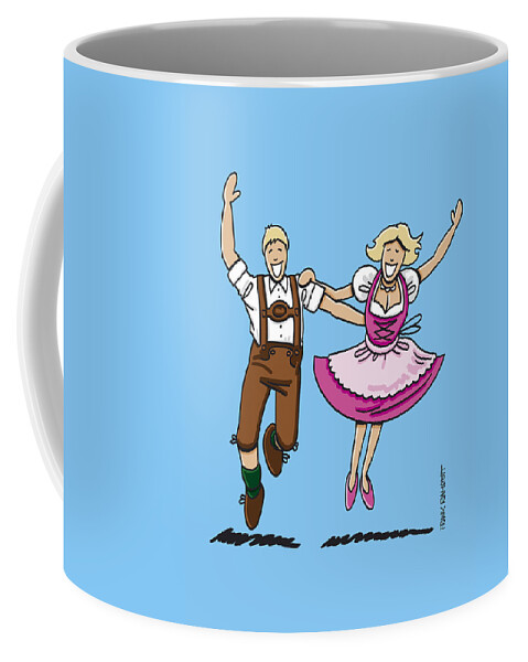 Frank Ramspott Coffee Mug featuring the digital art Happy Bavarian Couple Dancing by Frank Ramspott