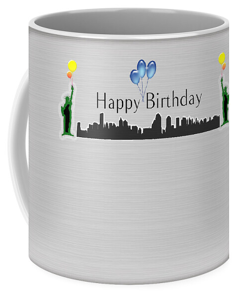 Happy Birthday Coffee Mug featuring the digital art Happy Birthday Card - New York City - Statue of Liberty by Becca Buecher