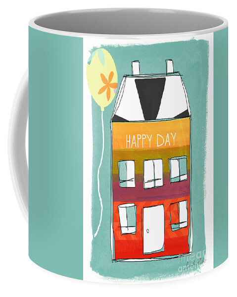 Birthday Coffee Mug featuring the mixed media Happy Day Card by Linda Woods