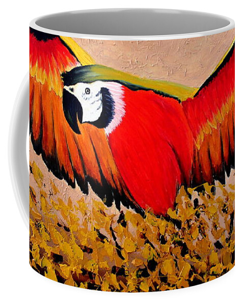 Feather Painting Coffee Mug featuring the painting Happy Flight by Preethi Mathialagan