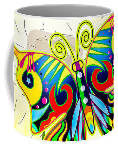 Butterfly Coffee Mug featuring the digital art Happy Hippie Butterflies by Bob Orsillo