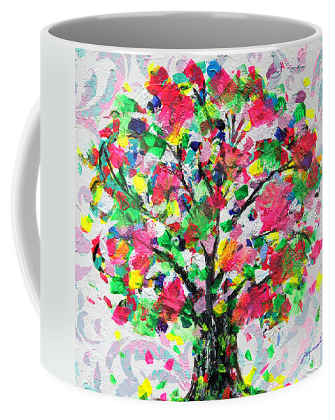 Tree Coffee Mug featuring the painting Happy Tree by Jan Marvin by Jan Marvin