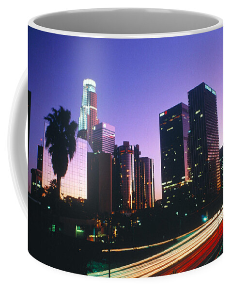 Architecture Coffee Mug featuring the photograph Harbor Freeway. Los Angeles, Ca by Joseph Sohm