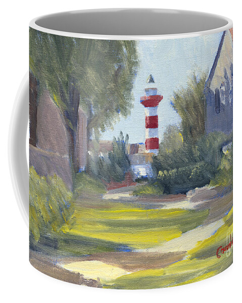 Best Known And Best Loved Landmark Coffee Mug featuring the painting Harbour Town Lighthouse Path by Candace Lovely