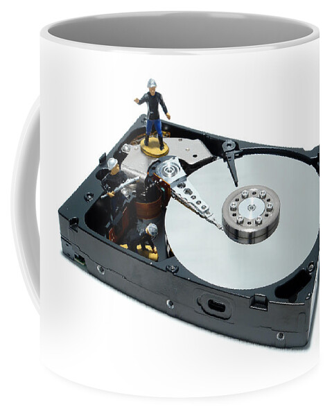 Computer Coffee Mug featuring the photograph Hard Drive Firewall by Olivier Le Queinec