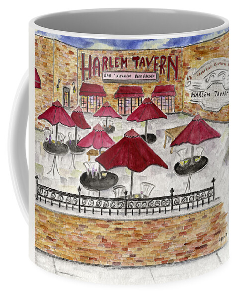 Harlem Tavern Nyc Coffee Mug featuring the painting Harlem Tavern by AFineLyne