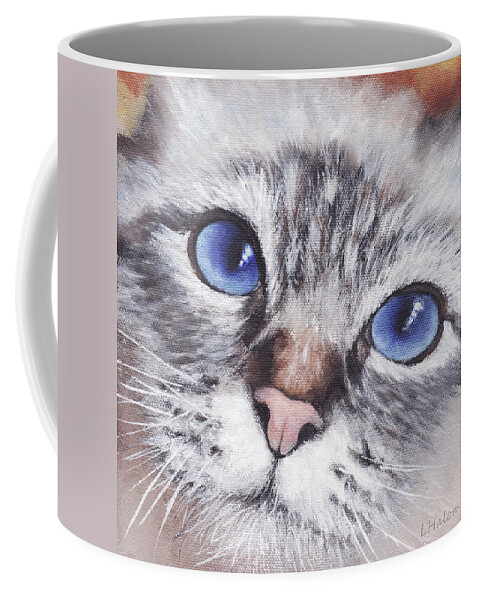 Cat Coffee Mug featuring the painting Harley by Greg and Linda Halom