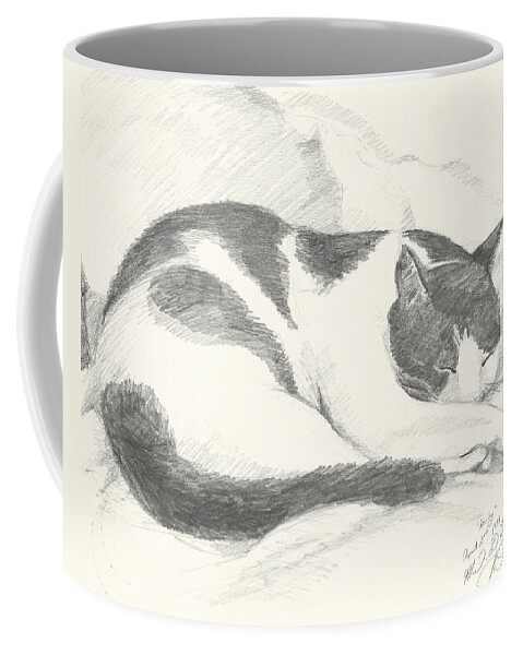 Cat Coffee Mug featuring the drawing Harley by Melinda Dare Benfield