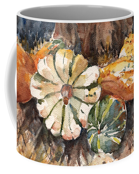 Gourds Coffee Mug featuring the painting Harvest Gourds by Claudia Hafner
