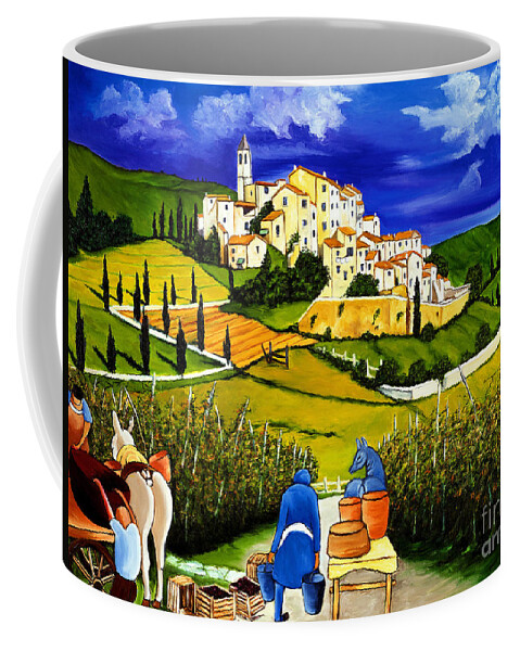 Grapes Coffee Mug featuring the painting Harvest the Grapes by William Cain