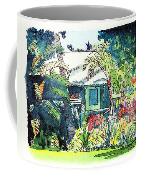 Plantation Cottage Art Coffee Mug featuring the painting Hawaiian Cottage 3 by Marionette Taboniar