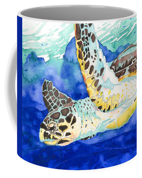 Turtle Coffee Mug featuring the painting Hawksbill Sea Turtle by Pauline Walsh Jacobson