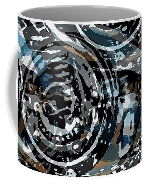 Blue Coffee Mug featuring the digital art Abstract V-Twin by David Manlove