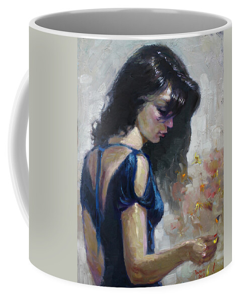 Love Coffee Mug featuring the painting He Loves Me by Ylli Haruni