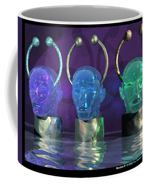 Blue Coffee Mug featuring the digital art Headset 1 by Ann Stretton
