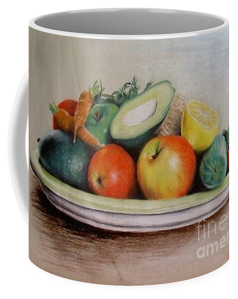 Fruit Coffee Mug featuring the pastel Healthy Plate by Katharina Bruenen