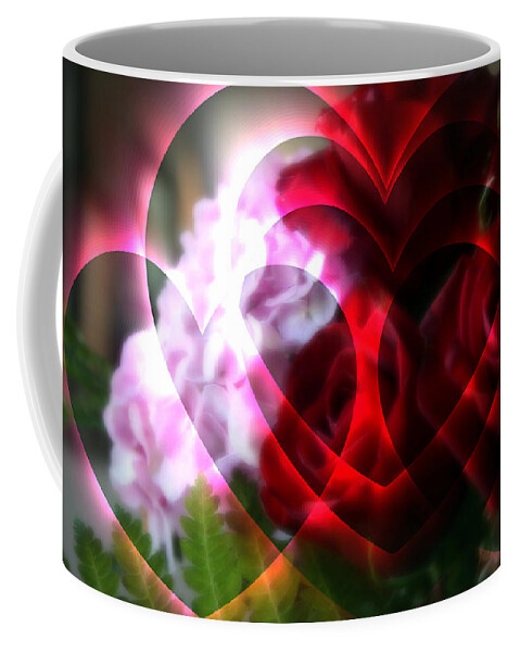 Abstract Coffee Mug featuring the photograph Hearts A Fire by Kay Novy