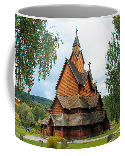 Norway Coffee Mug featuring the photograph Heddal Stave Church in Norway by Amanda Mohler