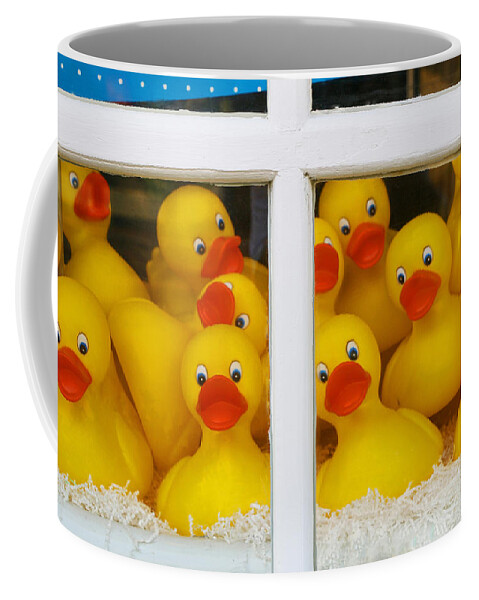 Rubber Duck Coffee Mug featuring the photograph Help We're Trapped in a Window Display and Can't Get Out by Allen Beatty