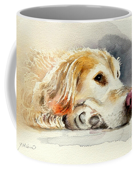 Dog Coffee Mug featuring the painting Her Dog by Yoshiko Mishina