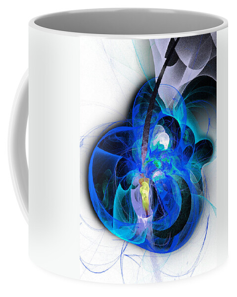 Andee Design Abstract Coffee Mug featuring the digital art Her Heart Is A Guitar Blue by Andee Design