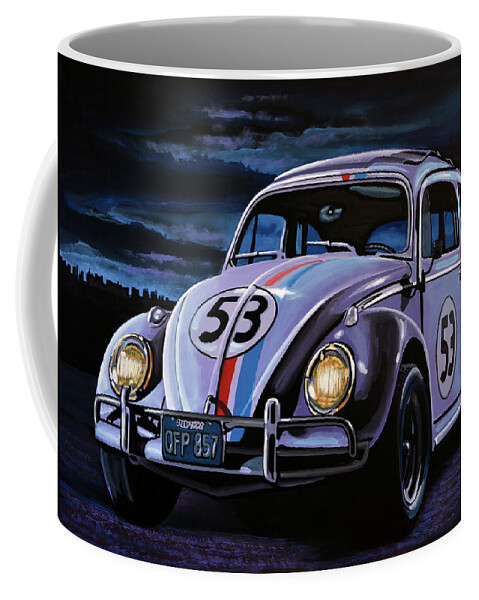 Herbie Coffee Mug featuring the painting Herbie The Love Bug Painting by Paul Meijering