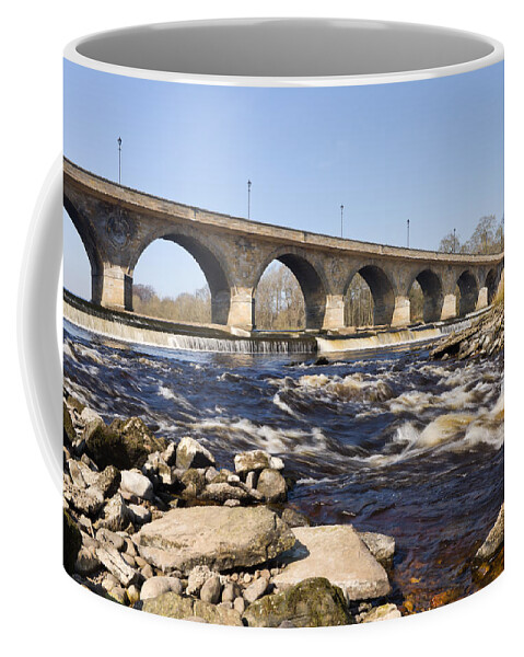 Northumberland Coffee Mug featuring the photograph Hexham Bridge and rapids by David Head