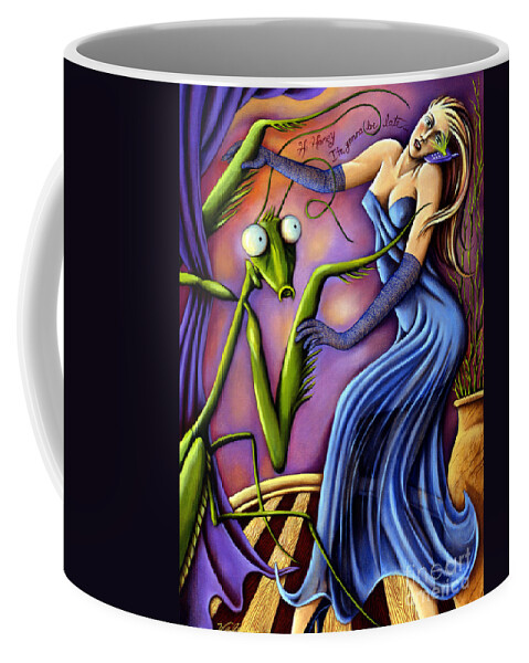 Fantasy Coffee Mug featuring the painting Hi Honey I'm Gonna be Late by Valerie White