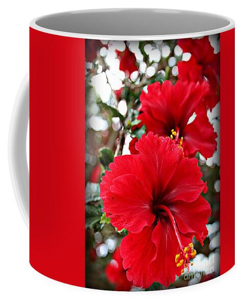 Hibiscus Flowers Coffee Mug featuring the photograph Hibiscus Perspective by Clare Bevan