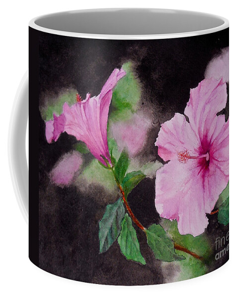 Flowers. Hibiscus Coffee Mug featuring the painting Hibiscus - So Pretty in Pink by Sher Nasser