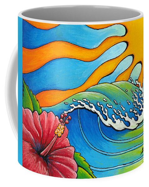 Wave Coffee Mug featuring the painting Hibiscus Wave by Adam Johnson